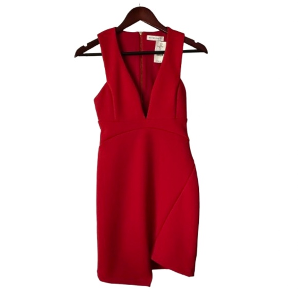 Bec & Bridge NWT Women'4 Red Sleeveless Mini Bodycon V Neck Classic Fitted Dress - Picture 5 of 15